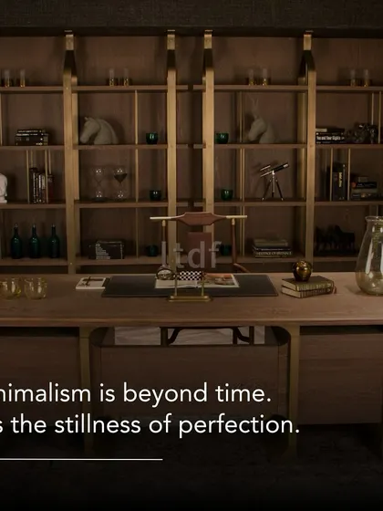 Embracing design where elegance is achieved through the art of restraint. In this workspace, perfection is defined by simplicity. Each detail, from the clean lines of the desk to the curated objects on the shelves, is a reflection of timeless sophistication.
