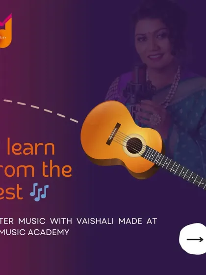 Learn from the best. This graphic is an invitation to master music with me at the academy, where my experience as a Sa Re Ga Ma Pa winner informs our teaching.