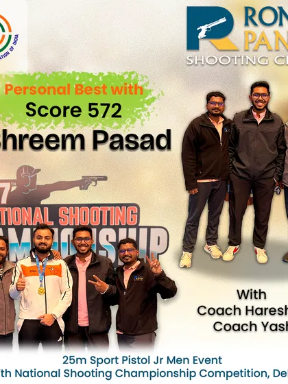A personal best score of 572 for our junior shooter Shreem Pasad in the 25m Sport Pistol event at the 67th National Shooting Championship. This is a result of dedicated guidance from our coaching team.