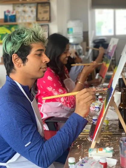A group of friends enjoying a weekend workshop at our studio. It's a great way to relax, socialize, and create something beautiful.
