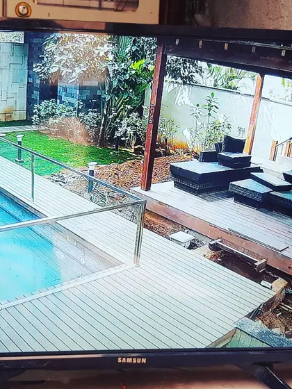 This camera provides a great view of the swimming pool and deck area.