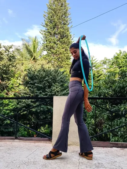 A photo capturing the feeling of moving to your own rhythm. My practice is a gift to myself, a way to honor my body and my spirit.