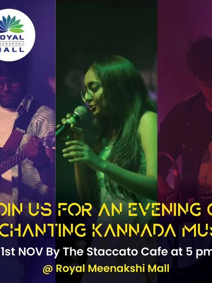 The official event poster for our performance at Royal Meenakshi Mall for Kannada Rajyotsava.