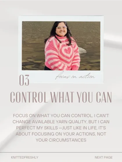 A key lesson from my craft is to 'control what you can.' I can't change everything, but I can focus on perfecting my skills and actions, not my circumstances.