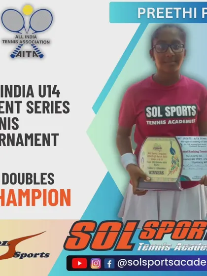 Congratulations to our player Preethi P for winning the Girls U14 Doubles Title at the AITA TS Nationals Tennis Tournament. Success in doubles requires teamwork and sharp net play, skills we actively develop.