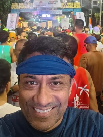 A selfie from the starting line of the Satara Hill Half Marathon. The energy and anticipation before a big race are electric.