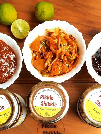 My lemon pickles are a customer favourite. Here you can see my Lemon Crush, Ginger Lemon Chilli, and classic Lemon pickle, each with its own unique tangy taste.