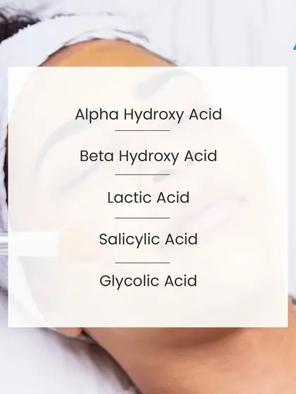 Chemical peels are formulated with different types of acids, including Alpha Hydroxy Acids (AHA) and Beta Hydroxy Acids (BHA). Common examples are Glycolic, Lactic, and Salicylic acid, each with unique benefits.