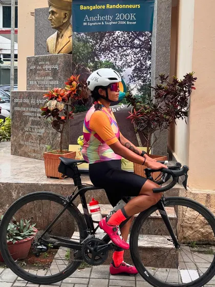 Posing with my bike at the Anchetty 200K start/finish point. A brutal but beautiful ride.
