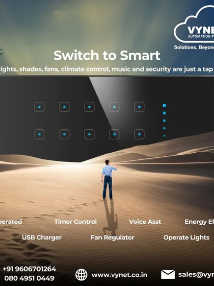 It's time to switch to smart. This graphic illustrates how our touch panels consolidate control of your lights, shades, fans, climate, music, and security into a single, accessible interface.