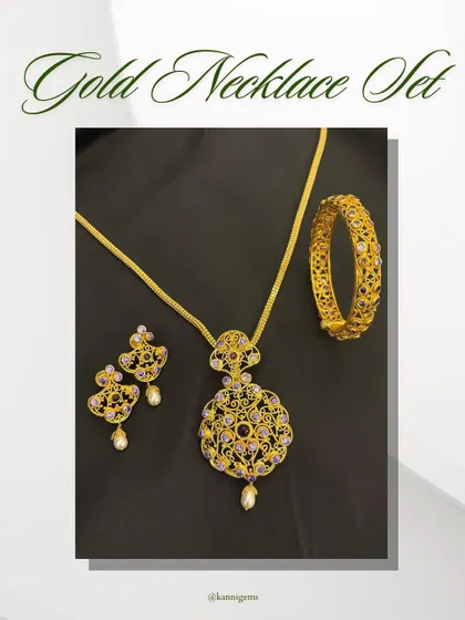 Every piece of jewellery has a story, and this gold necklace set is worth telling. Its intricate patterns, delicate pearl drops, and stunning details embody the essence of grace and style.