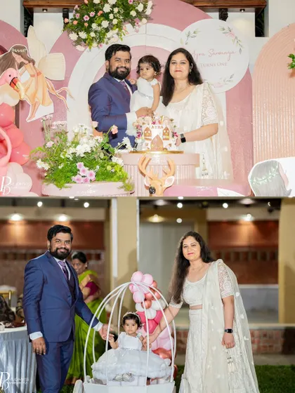 Another collage from the same fairy-themed party, capturing the family's joy and the beautiful decor details.