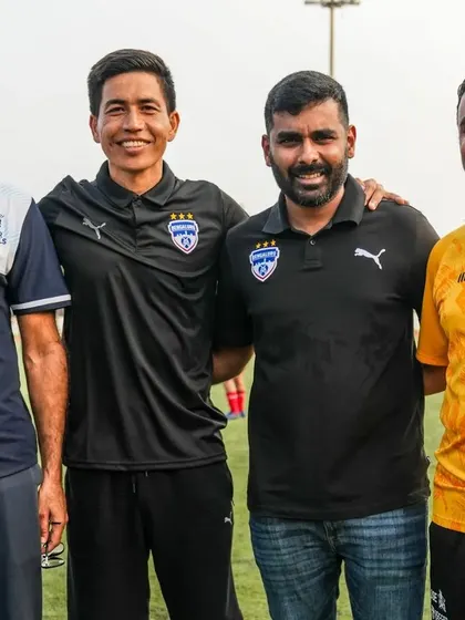 Our coaches and leadership team stand together, united in our mission to develop the next generation of Indian football talent.