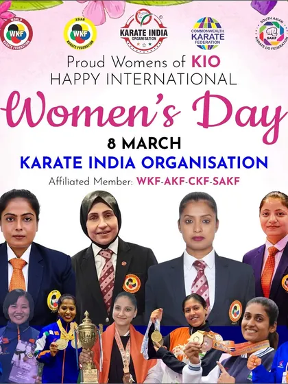 On International Women's Day, we salute the proud women of KIO. This graphic honors our female karatekas for their courage, determination, and achievements in hoisting the Indian flag on the international stage.