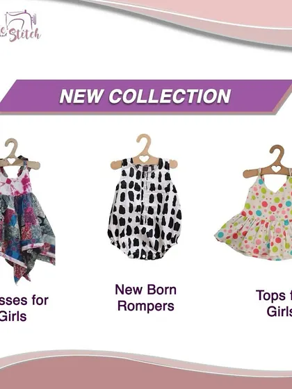 Introducing our enchanting new summer collection! This graphic highlights new dresses for girls, newborn rompers, and tops.