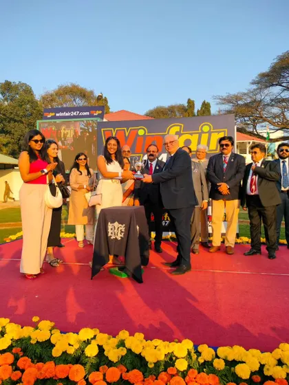 The T.B. Hanumantharaj Memorial Trophy is presented to the winning connections.