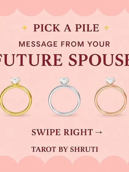 A message from your future spouse, based on the ring you choose. This reading gives you a peek into their personality, whether they are traditional and family-oriented, calm and supportive, or stylish and ambitious.