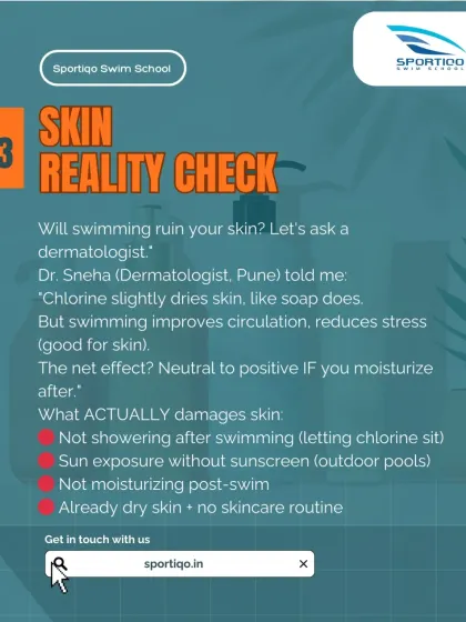 A dermatologist will tell you that chlorine can slightly dry your skin, just like soap. However, swimming improves circulation and reduces stress. With proper post-swim moisturizing, the net effect is positive.