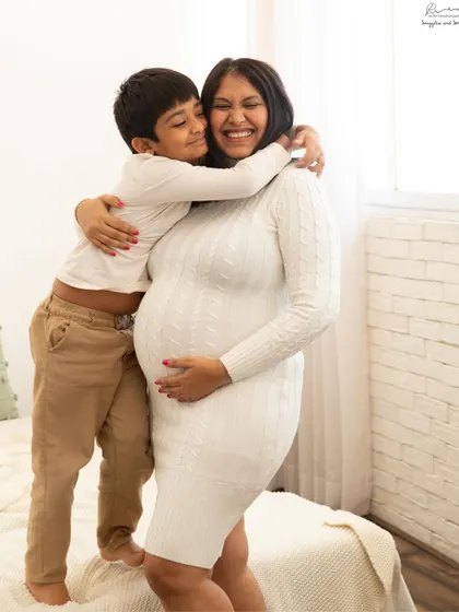 That beautiful moment when you're waiting for your new best friend. I love capturing the excitement of a soon-to-be big brother during a maternity session.