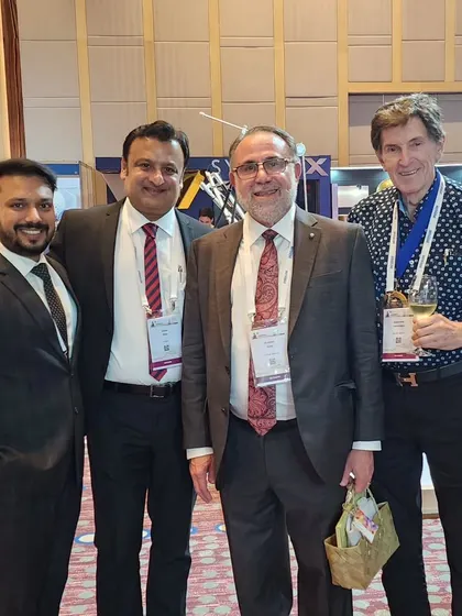 Networking with leading figures in dermatology at the 11th DASIL World Congress, including Dr. Des Fernandes, Dr. Michael Gold, and Dr. Rahul Pillai.