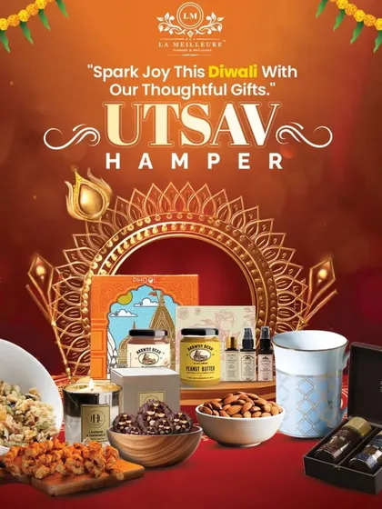 Celebrate with our 'Utsav Hamper'. This thoughtful collection balances our delicious baked goods with beautiful festive items, designed to bring joy and spark delight.
