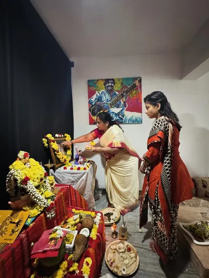My students taking part in the pooja ceremony. We are more than a class, we are a community that celebrates together.