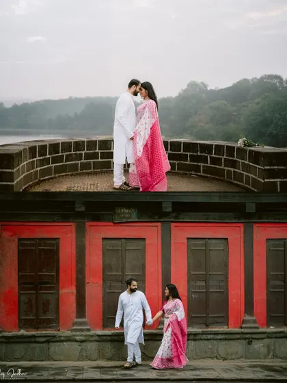 A story told in layers. For Chaitrali and Parth's pre-wedding, I used the architecture of Pune's old city to create a unique composition that speaks to their connection on multiple levels.