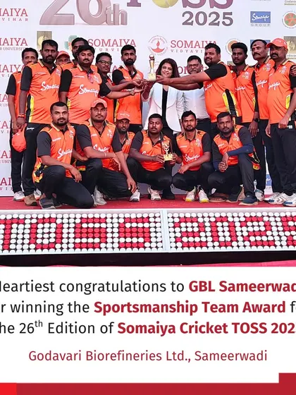 Recognizing sportsmanship is as important as winning. Here, the GBL Sameerwadi team receives the Sportsmanship Team Award, an integral part of our event philosophy.