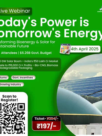 The government has allocated a $6.26B budget for bioenergy and solar, creating a ₹2.5 Lakh Cr market. Our live webinars break down these opportunities, showing you how to profit from Bio-CNG, biomass, and biodegradable packaging.
