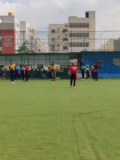 Players lined up for drills on our turf. The quality of our ground ensures players can practice safely and effectively.