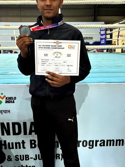 Another one of our talented boxers with his medal and certificate at the national level Khelo India event.