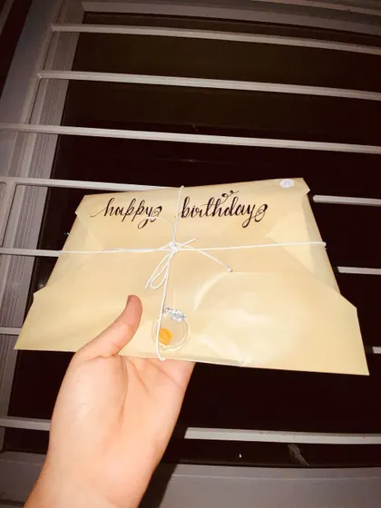 Another view of the birthday letter, showing the care and detail that goes into each one.