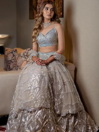 A poised and elegant portrait, perfect for capturing the beauty of a reception look.