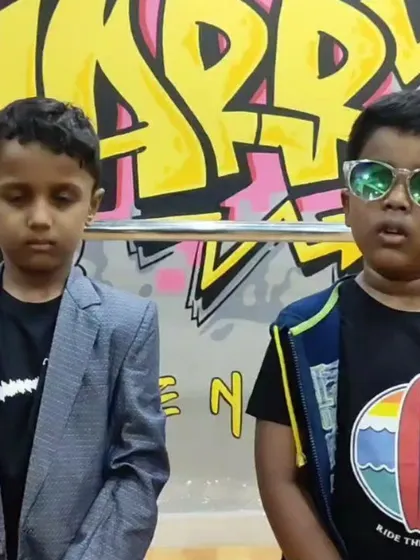Attitude on point! Our junior kids striking a pose for their "Tauba Tauba" Bollywood dance reel. They love getting into character for their performances.