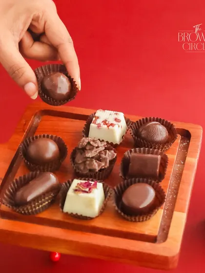 A selection of our assorted handcrafted chocolates, perfect for our Christmas gift hampers. We offer a variety of flavours and textures to suit every palate.