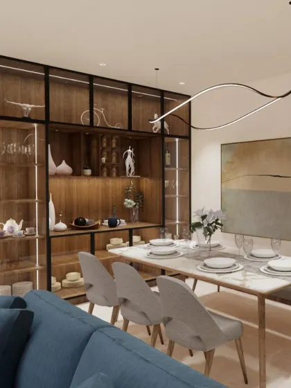 The same dining area render from a different perspective.
