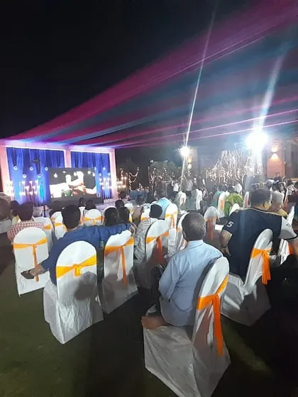The audience and seating arrangement for an outdoor evening event at IIT Bombay. We ensure comfortable seating and clear sightlines for all guests.