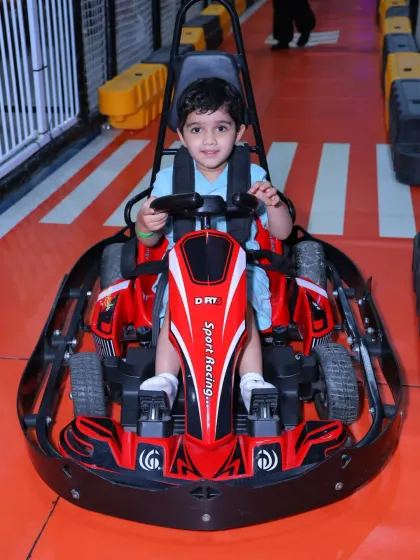 A duplicate of image 26, showing a happy driver ready to start his race.