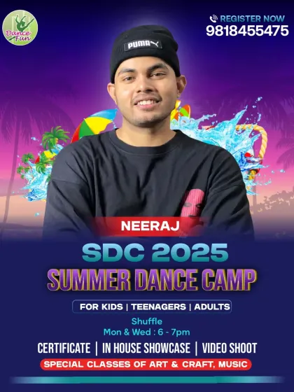 This poster provides the schedule for our Shuffle batch at the Summer Dance Camp, happening every Monday and Wednesday.