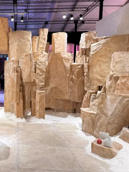 A landscape of salt-based forms in our 'Salt' installation. The space is a testament to the potential of this omnipresent mineral, rediscovered as a biomaterial of the future with crystalline beauty and delicate strength.