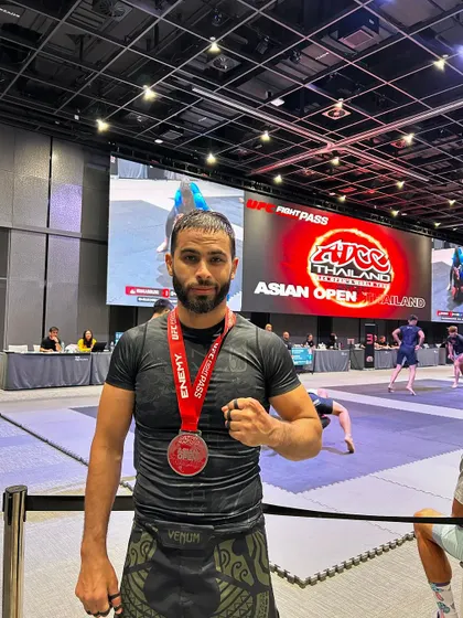 My student Zaid after securing a silver medal at the ADCC Asian Open. Competing and winning at this level requires immense dedication, and I am incredibly proud of his performance representing India.