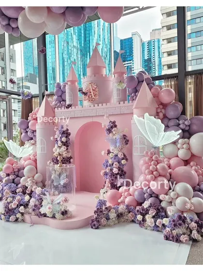 The full princess castle stage, a perfect backdrop for a little princess and her royal court.