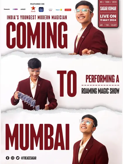 Announcing my roaming magic show in Mumbai. It's always a thrill to take my performance to the city of dreams.