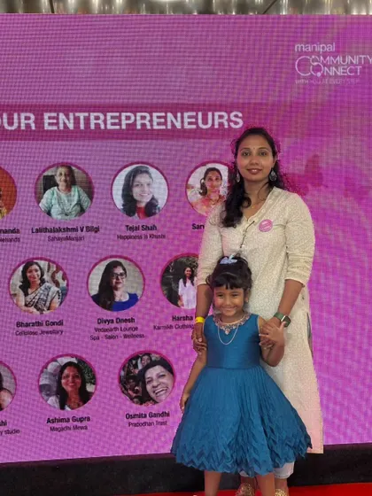 With my daughter Ridhi at the Women's Day event. She is my biggest inspiration and the reason I started this journey.