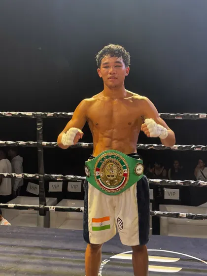 A confident pose from the new WBC World Youth Champion.