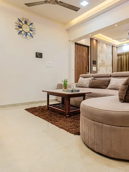 The fluted design on this sectional sofa adds a modern texture to the living room. It’s these small details that elevate the overall look and feel of the space.