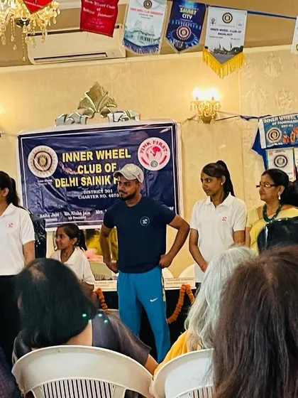 One of my students addresses the audience at the Inner Wheel Club meeting. Giving them a platform to speak builds their public speaking skills and confidence.