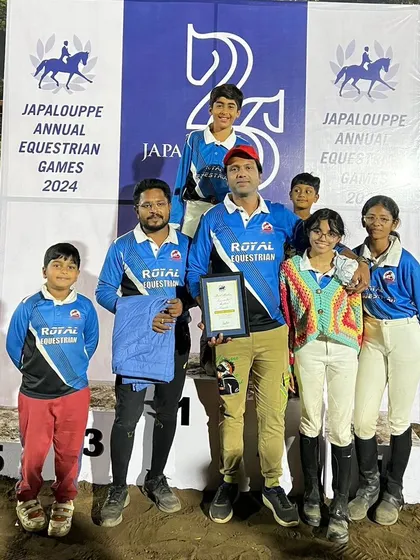 Our team celebrating a successful trip to the Japalouppe Annual Equestrian Games. These events are about more than just winning; they're about building character and creating memories.