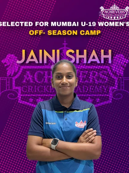 We are thrilled for Jaini Shah, who has been selected for the Mumbai U-19 Women's Off-Season Camp. Her consistent performance and dedication are what we strive to instill in all our players.