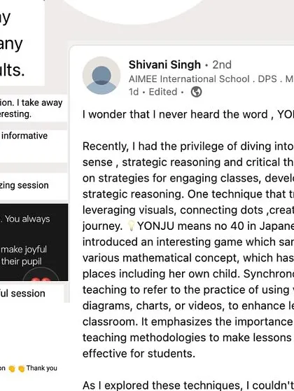 More feedback from the CENTA webinar, including a detailed post from an educator who resonated with my use of visuals and storytelling to elevate the learning journey.